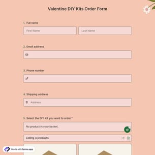 Valentine DIY Kits Order Form