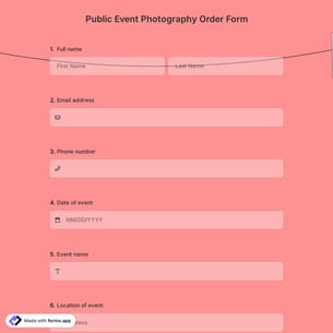 Public Event Photography Order Form