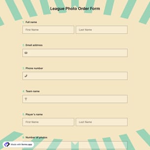 League Photo Order Form