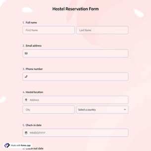 Hostel Reservation Form