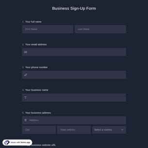 Business Sign-Up Form