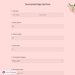 Tournament Sign Up Form