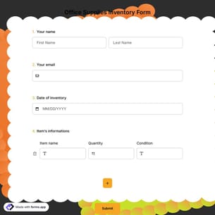 Office Supplies Inventory Form