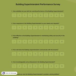 Building Superintendent Performance Survey