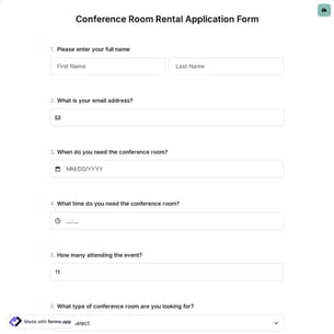 Conference Room Rental Application Form