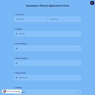Housebarn Rental Application Form