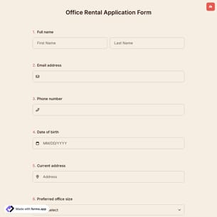 Office Rental Application Form