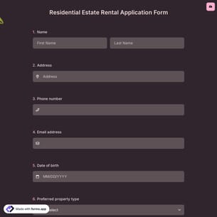 Residential Estate Rental Application Form