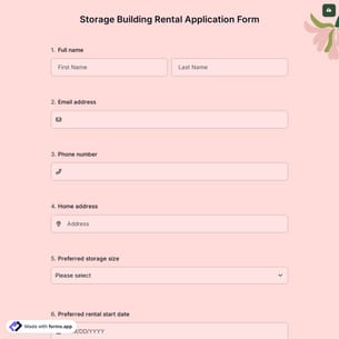 Storage Building Rental Application Form
