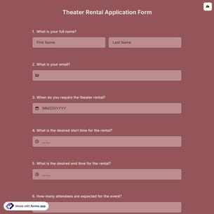 Theater Rental Application Form