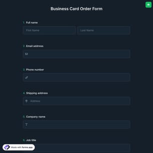 Online Business Card Order Form