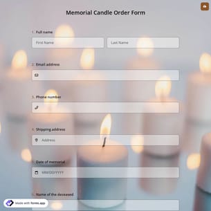 Memorial Candle Order Form