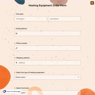 Heating Equipment Order Form