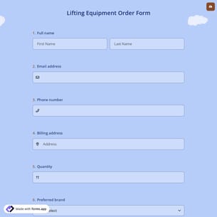 Lifting Equipment Order Form