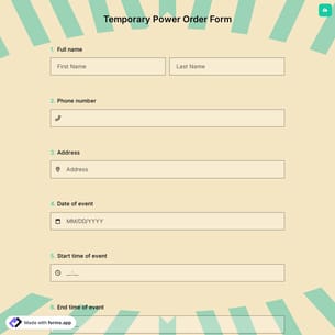 Temporary Power Order Form