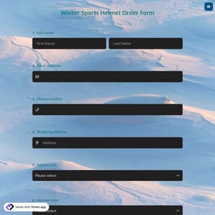 Winter Sports Helmet Order Form