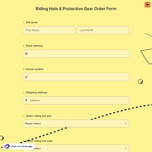 Riding Hats & Protective Gear Order Form