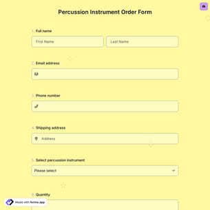 Percussion Instrument Order Form