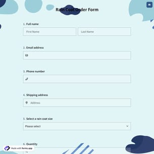 Rain Coat Order Form