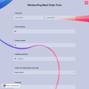 Windsurfing Mast Order Form