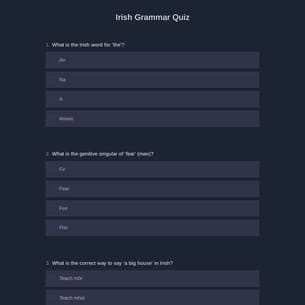 Irish Grammar Quiz