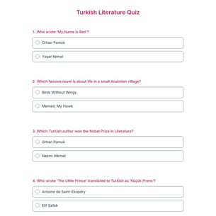 Turkish Literature Quiz