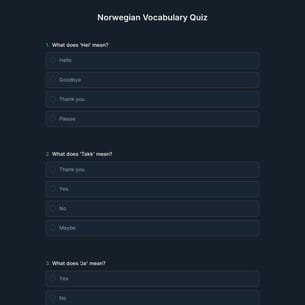Norwegian Vocabulary Quiz