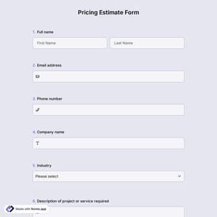 Pricing Estimate Form