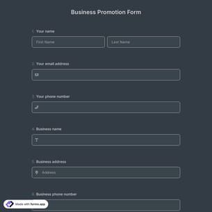 Business Promotion Form