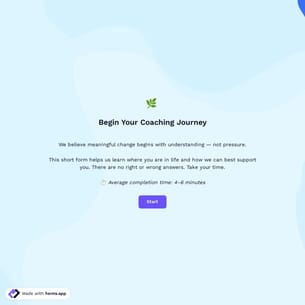 Life Coaching Intake Form