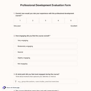 Professional Development Evaluation Form 
