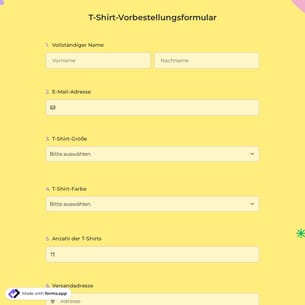 T-Shirt-Vorbestellungsformular