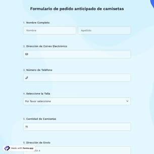 Formulario de Pedido Anticipado de Camisetas