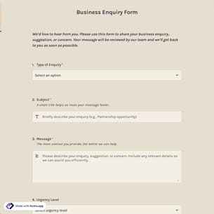 Business Enquiry Form