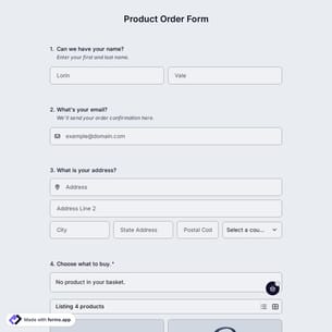 Product Order Form Template