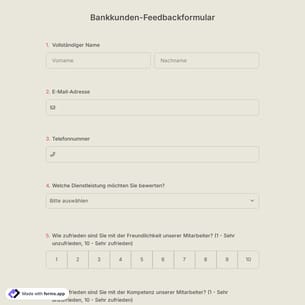 Bankkunden-Feedback-Formularvorlage