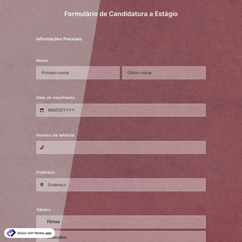 Modelo de Formulário de Inscrição para Estágio