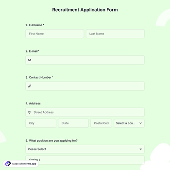 Recruitment Application Form Template