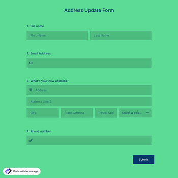 Address Update Form Template