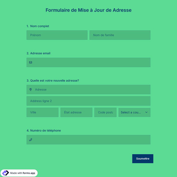 Modèle de Formulaire de Mise à Jour de Adresse