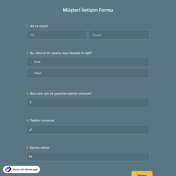 Müşteri İletişim Formu Şablonu