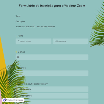 Modelo de Formulário de Inscrição Para Webinar Sobre Zoom