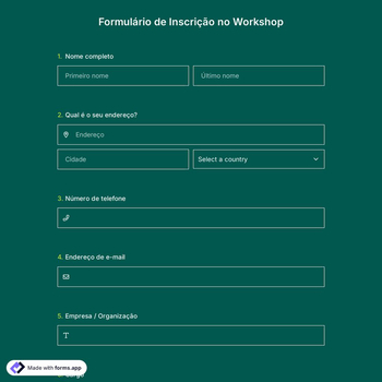Modelo de Formulário de Inscrição No Workshop