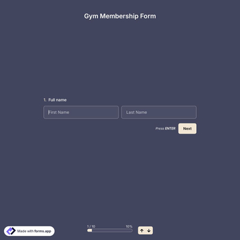 Gym Membership Form Template