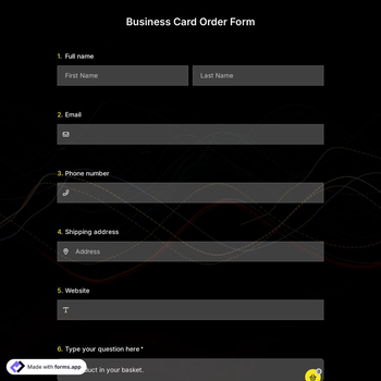 Business Card Order Form Template