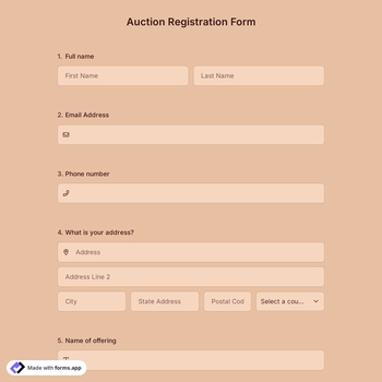 Auction Registration Form Template