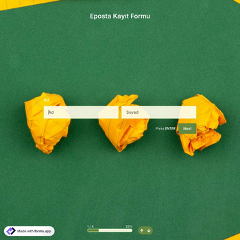 E-posta Kayıt Formu Şablonu