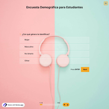 Plantilla de Encuesta Demográfica para Estudiantes