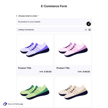 e-Commerce Form Template