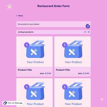 Restaurant Order Form Template